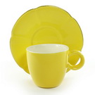 鲜黄咖啡杯（带白金边梅花碟）